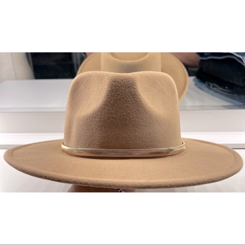 Tan fedora gold trim